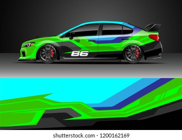 Car decal wrap design vector. Graphic abstract stripe racing background kit designs for vehicle, race car, rally, adventure and livery