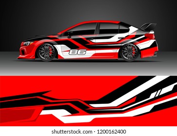 Car decal wrap design vector. Graphic abstract stripe racing background kit designs for vehicle, race car, rally, adventure and livery