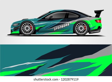 Car decal wrap design vector. Graphic abstract stripe racing background kit designs for vehicle, race car, rally, adventure and livery