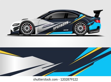Car decal wrap design vector. Graphic abstract stripe racing background kit designs for vehicle, race car, rally, adventure and livery