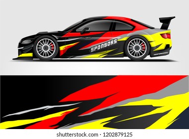 Car decal wrap design vector. Graphic abstract stripe racing background kit designs for vehicle, race car, rally, adventure and livery
