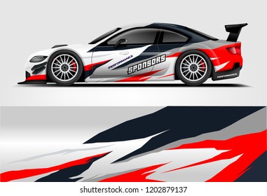 Car decal wrap design vector. Graphic abstract stripe racing background kit designs for vehicle, race car, rally, adventure and livery