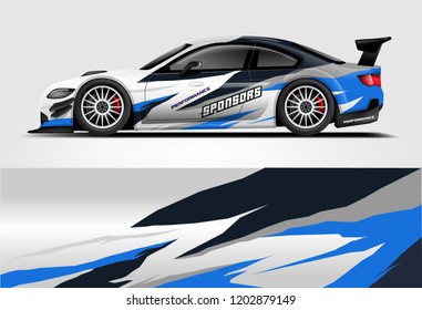 Car decal wrap design vector. Graphic abstract stripe racing background kit designs for vehicle, race car, rally, adventure and livery