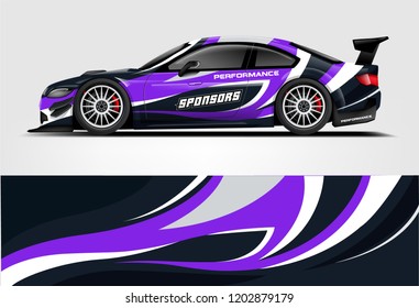 Car decal wrap design vector. Graphic abstract stripe racing background kit designs for vehicle, race car, rally, adventure and livery