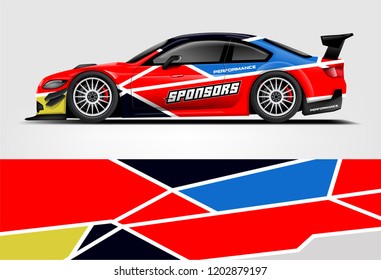 Car decal wrap design vector. Graphic abstract stripe racing background kit designs for vehicle, race car, rally, adventure and livery