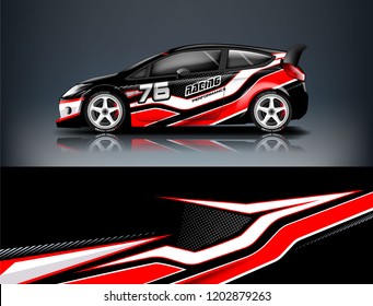 Car Decal Wrap Design Vector. Graphic Abstract Stripe Racing Background Kit Designs For Vehicle, Race Car, Rally, Adventure And Livery