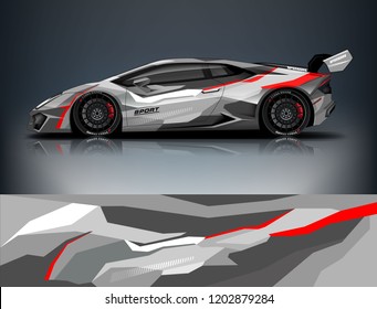 Car decal wrap design vector. Graphic abstract stripe racing background kit designs for vehicle, race car, rally, adventure and livery