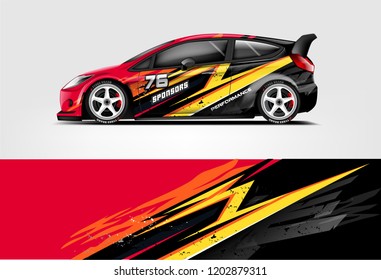Car decal wrap design vector. Graphic abstract stripe racing background kit designs for vehicle, race car, rally, adventure and livery