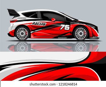 Car decal wrap design vector. Graphic abstract stripe racing background kit designs for vehicle, race car, rally, adventure and livery