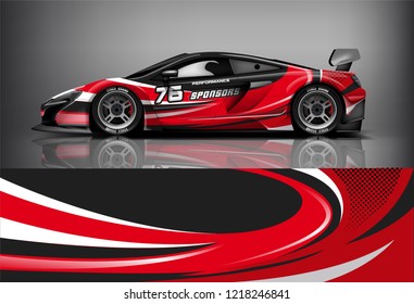 Car decal wrap design vector. Graphic abstract stripe racing background kit designs for vehicle, race car, rally, adventure and livery