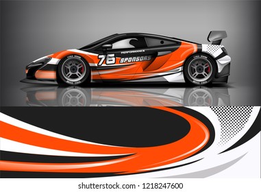 Car decal wrap design vector. Graphic abstract stripe racing background kit designs for vehicle, race car, rally, adventure and livery