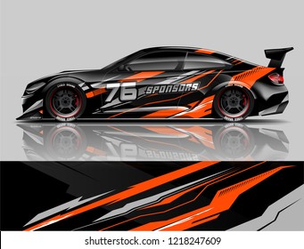 Car decal wrap design vector. Graphic abstract stripe racing background kit designs for vehicle, race car, rally, adventure and livery