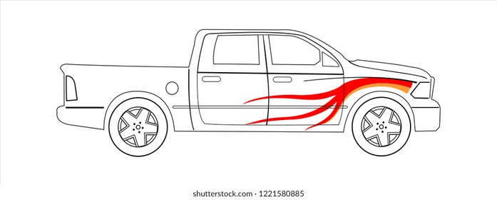 Car decal wrap design vector. Graphic abstract stripe racing background kit designs for vehicle, race car, rally.