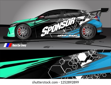 Car decal wrap design vector. Graphic abstract stripe racing background kit designs for vehicle, race car, rally, adventure and livery
