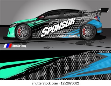 Car decal wrap design vector. Graphic abstract stripe racing background kit designs for vehicle, race car, rally, adventure and livery