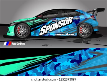 Car decal wrap design vector. Graphic abstract stripe racing background kit designs for vehicle, race car, rally, adventure and livery