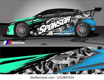 Car decal wrap design vector. Graphic abstract stripe racing background kit designs for vehicle, race car, rally, adventure and livery