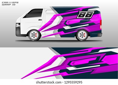 Car decal wrap design vector graphic . Truck, Bus, Company car, Van , Racing, Rally .