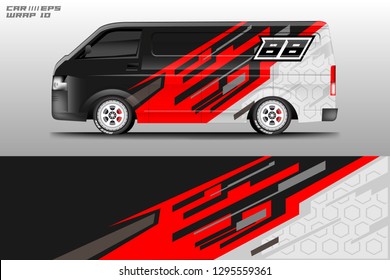 Car decal wrap design vector graphic . Truck, Bus, Company car, Van , Racing, Rally, Service car .