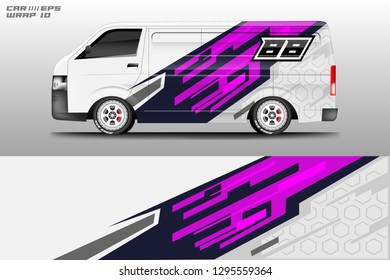 Car decal wrap design vector graphic . Truck, Bus, Company car, Van , Racing, Rally, Service car .