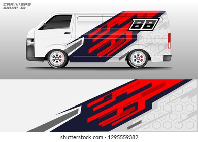 Car decal wrap design vector graphic . Truck, Bus, Company car, Van , Racing, Rally, Service car .