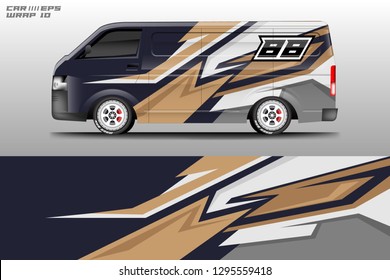 Car decal wrap design vector graphic . Truck, Bus, Company car, Van , Racing, Rally, Service car .