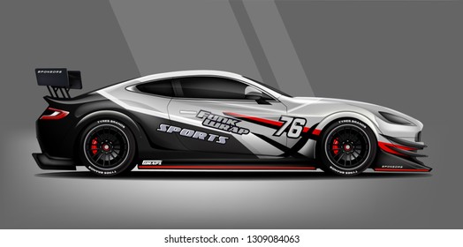 Car decal wrap design vector. Graphic abstract stripe racing background kit designs for vehicle, race car, rally, adventure and livery - Vector

