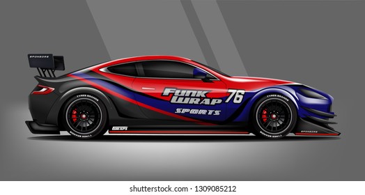 Car decal wrap design vector. Graphic abstract stripe racing background kit designs for vehicle, race car, rally, adventure and livery - Vector

