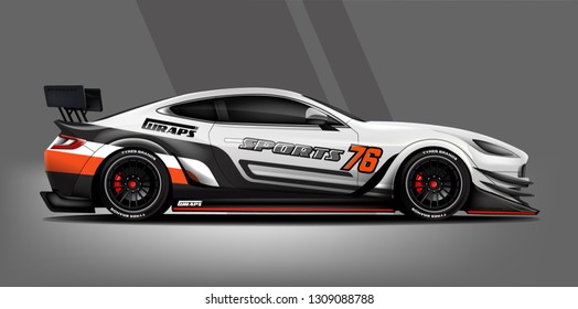 Car decal wrap design vector. Graphic abstract stripe racing background kit designs for vehicle, race car, rally, adventure and livery - Vector

