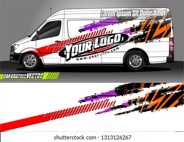 Car decal wrap design vector. Graphic abstract stripe racing background kit designs for vehicle, race car, rally, adventure and livery