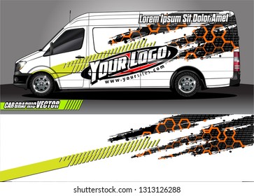 Car decal wrap design vector. Graphic abstract stripe racing background kit designs for vehicle, race car, rally, adventure and livery