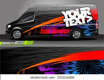 Car decal wrap design vector. Graphic abstract stripe racing background kit designs for vehicle, race car, rally, adventure and livery