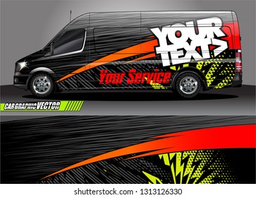 Car decal wrap design vector. Graphic abstract stripe racing background kit designs for vehicle, race car, rally, adventure and livery