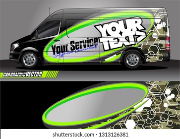 Car decal wrap design vector. Graphic abstract stripe racing background kit designs for vehicle, race car, rally, adventure and livery