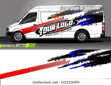 Car decal wrap design vector. Graphic abstract stripe racing background kit designs for vehicle, race car, rally, adventure and livery