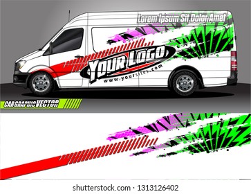 Car decal wrap design vector. Graphic abstract stripe racing background kit designs for vehicle, race car, rally, adventure and livery