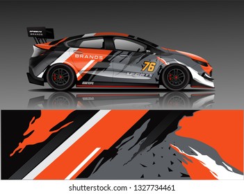 Car decal wrap design vector. Graphic abstract stripe racing background kit designs for vehicle, race car, rally, adventure and livery