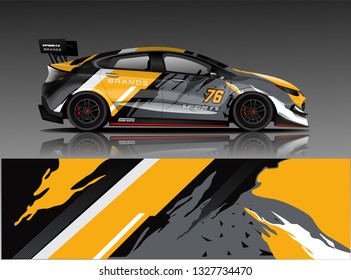 Car decal wrap design vector. Graphic abstract stripe racing background kit designs for vehicle, race car, rally, adventure and livery