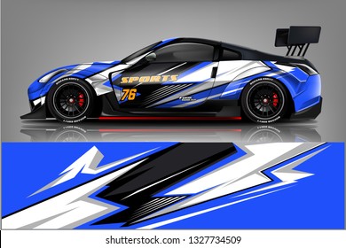 Car decal wrap design vector. Graphic abstract stripe racing background kit designs for vehicle, race car, rally, adventure and livery