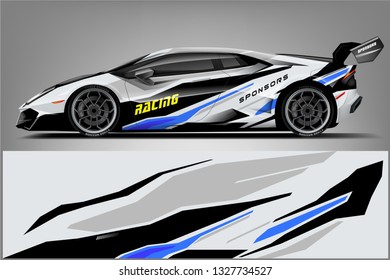 Car decal wrap design vector. Graphic abstract stripe racing background kit designs for vehicle, race car, rally, adventure and livery