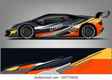 Car decal wrap design vector. Graphic abstract stripe racing background kit designs for vehicle, race car, rally, adventure and livery