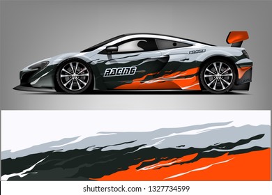 Car decal wrap design vector. Graphic abstract stripe racing background kit designs for vehicle, race car, rally, adventure and livery