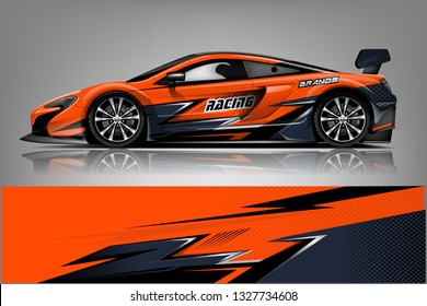 Car decal wrap design vector. Graphic abstract stripe racing background kit designs for vehicle, race car, rally, adventure and livery