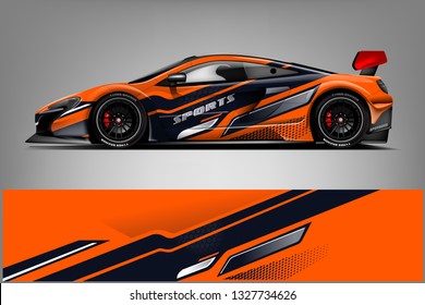 Car decal wrap design vector. Graphic abstract stripe racing background kit designs for vehicle, race car, rally, adventure and livery