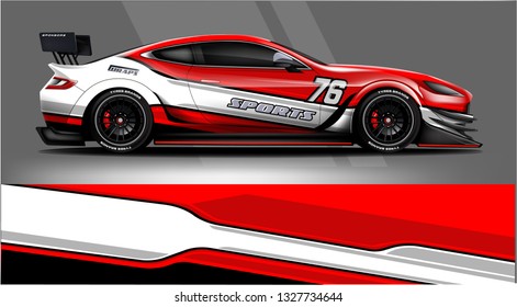 Car decal wrap design vector. Graphic abstract stripe racing background kit designs for vehicle, race car, rally, adventure and livery