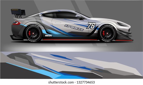 Car decal wrap design vector. Graphic abstract stripe racing background kit designs for vehicle, race car, rally, adventure and livery