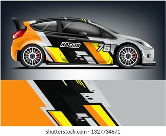 Car decal wrap design vector. Graphic abstract stripe racing background kit designs for vehicle, race car, rally, adventure and livery