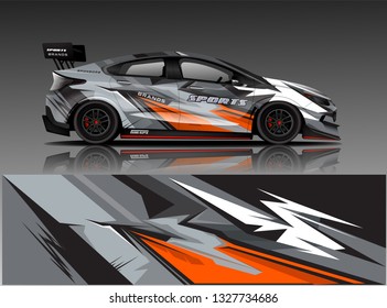 Car decal wrap design vector. Graphic abstract stripe racing background kit designs for vehicle, race car, rally, adventure and livery