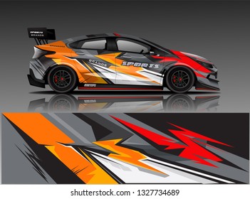 Car decal wrap design vector. Graphic abstract stripe racing background kit designs for vehicle, race car, rally, adventure and livery