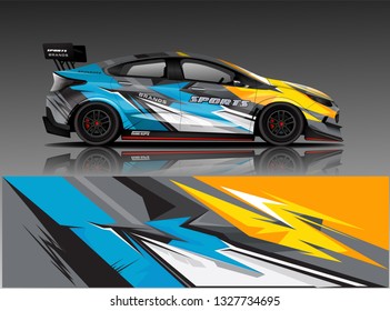 Car decal wrap design vector. Graphic abstract stripe racing background kit designs for vehicle, race car, rally, adventure and livery